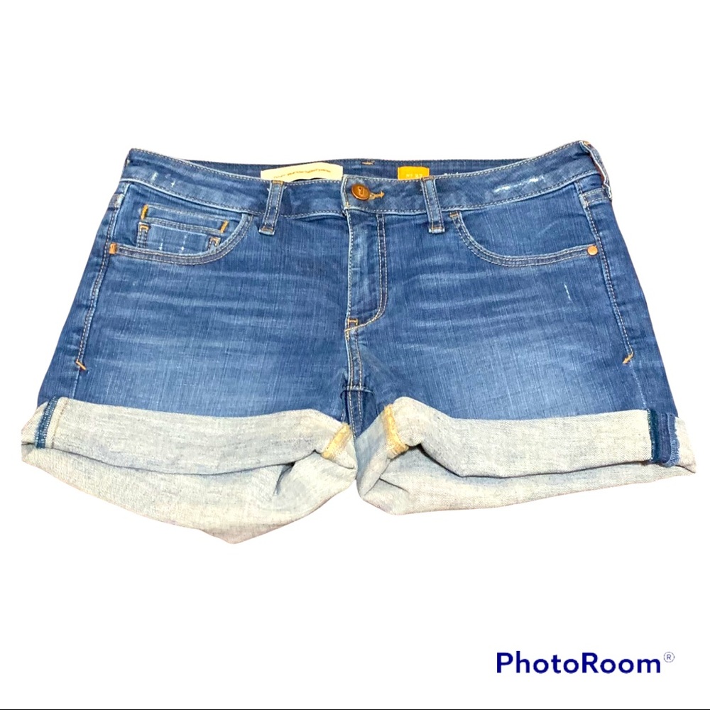 Pilcro and the Letterpress Blue Denim Rolled Hem Jean Shorts